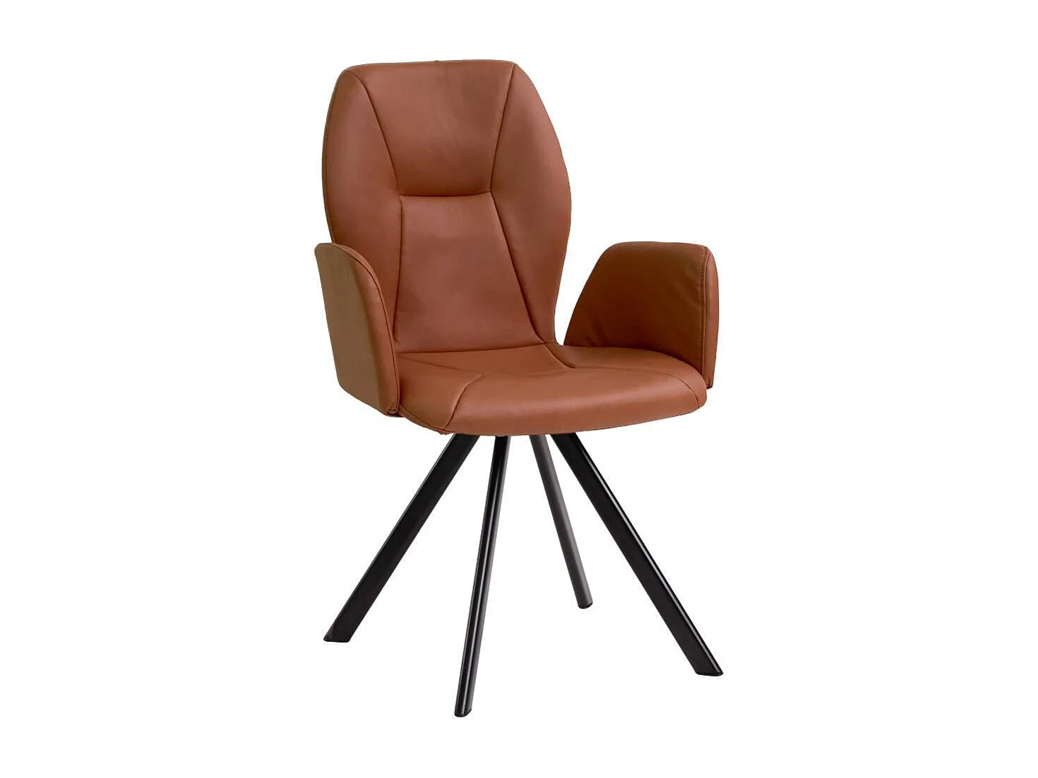 Esszimmerstuhl Armlehnstuhl in Cognac Braun mit Gestell aus Metall