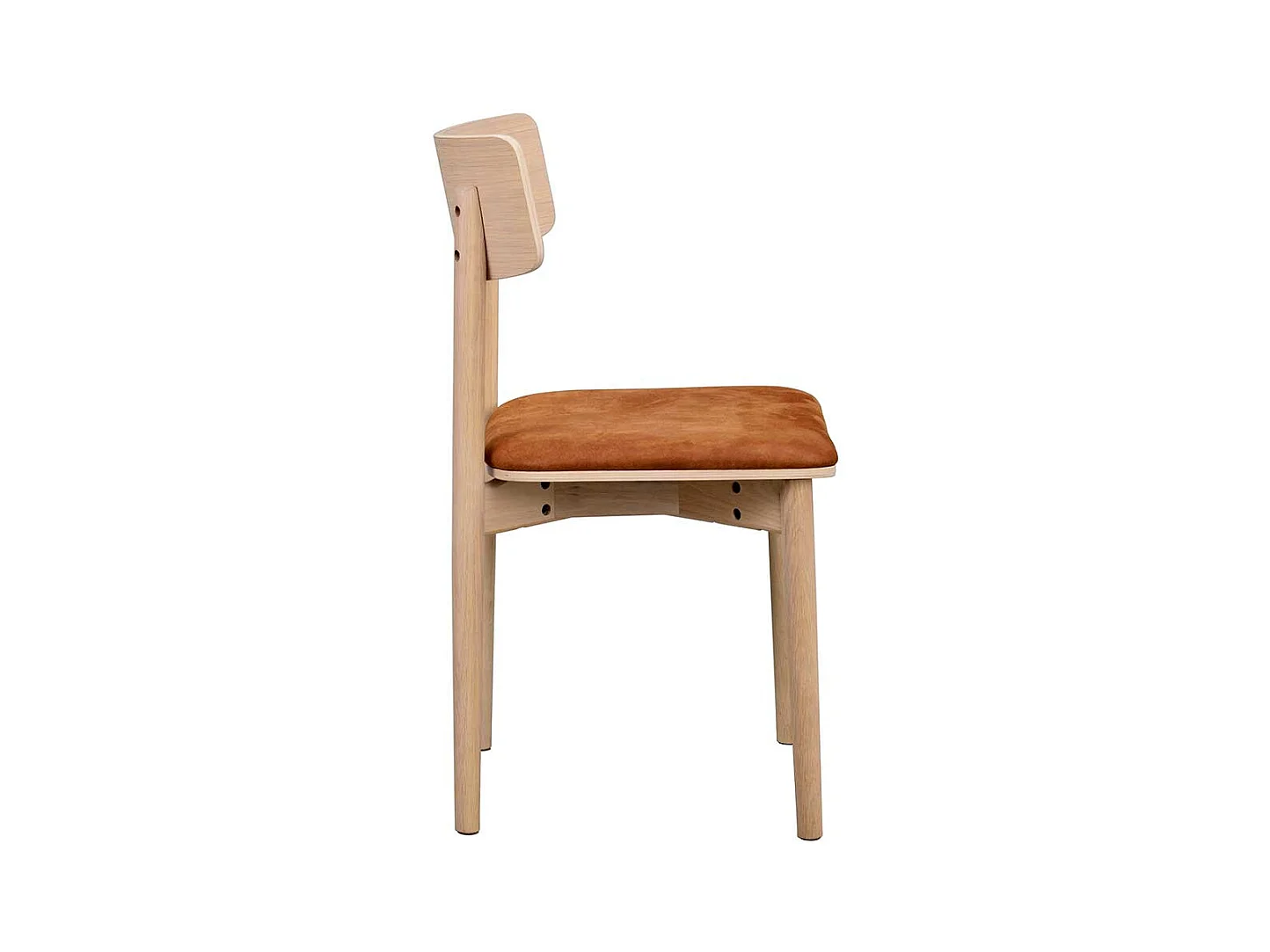 Holzstühle mit Kunstleder in Eiche White Wash Braun (2er Set)