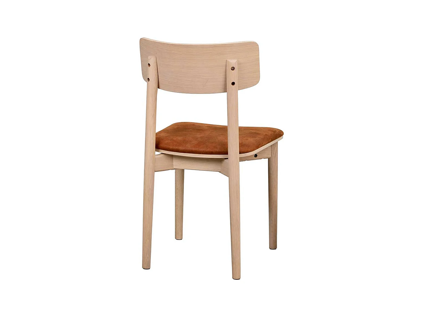 Holzstühle mit Kunstleder in Eiche White Wash Braun (2er Set)