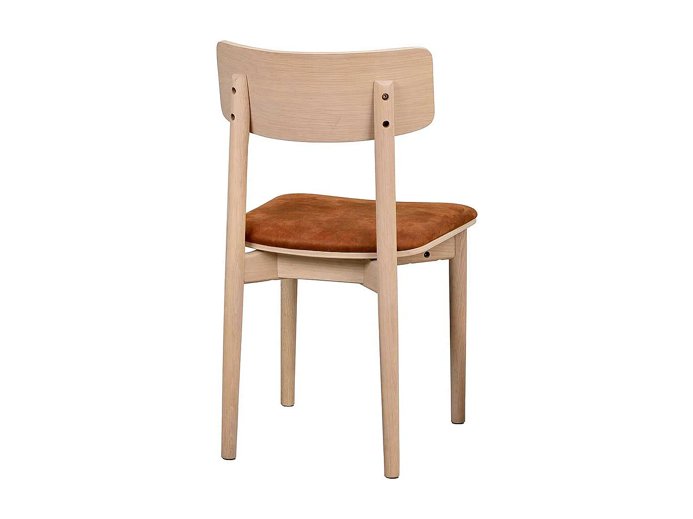 Holzstühle mit Kunstleder in Eiche White Wash Braun (2er Set)