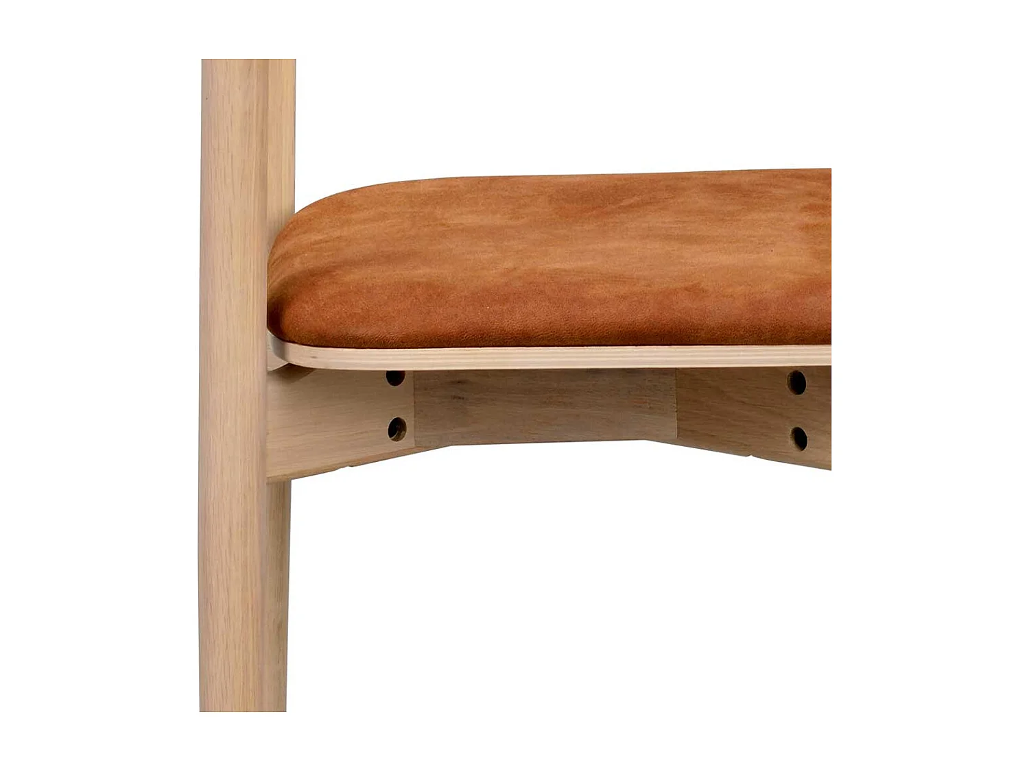 Holzstühle mit Kunstleder in Eiche White Wash Braun (2er Set)