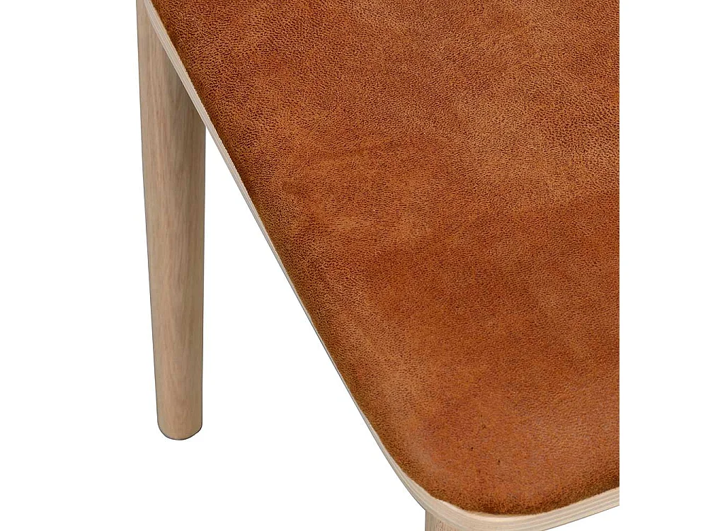 Holzstühle mit Kunstleder in Eiche White Wash Braun (2er Set)