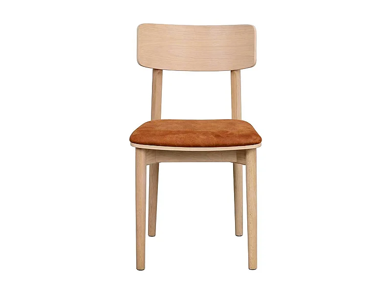 Holzstühle mit Kunstleder in Eiche White Wash Braun (2er Set)