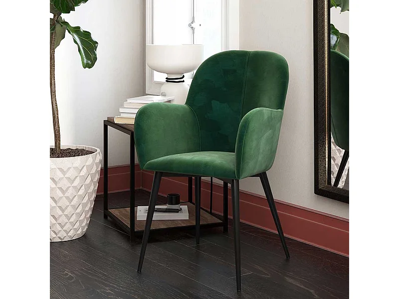 Samt Armlehner Grün in modernem Design Gestell aus Metall
