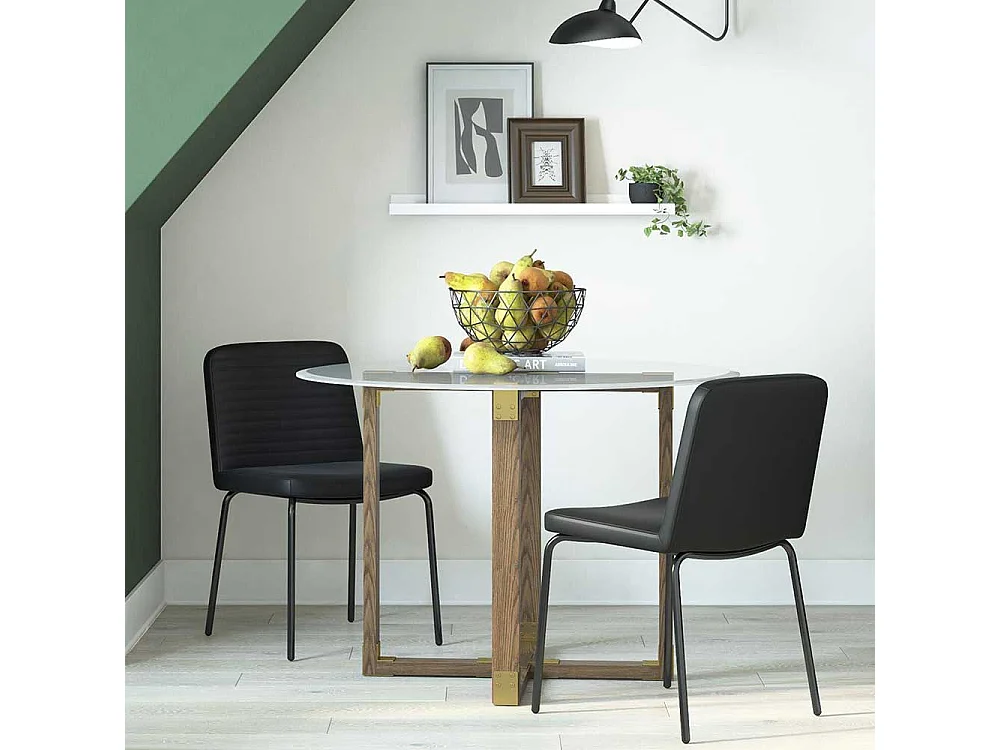 Stuhlset schwarz Kunstleder in modernem Design Gestell aus Metall (2er Set)