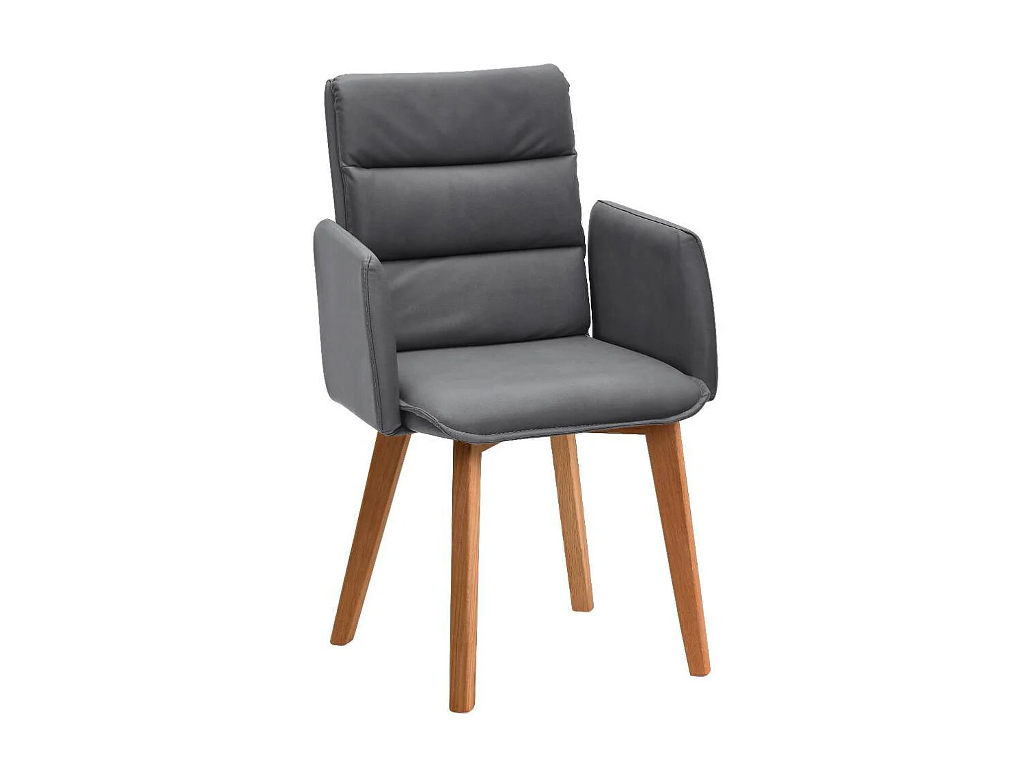 Armlehnstuhl Esszimmerstuhl in Dunkelgrau mit aufwendigen Steppungen