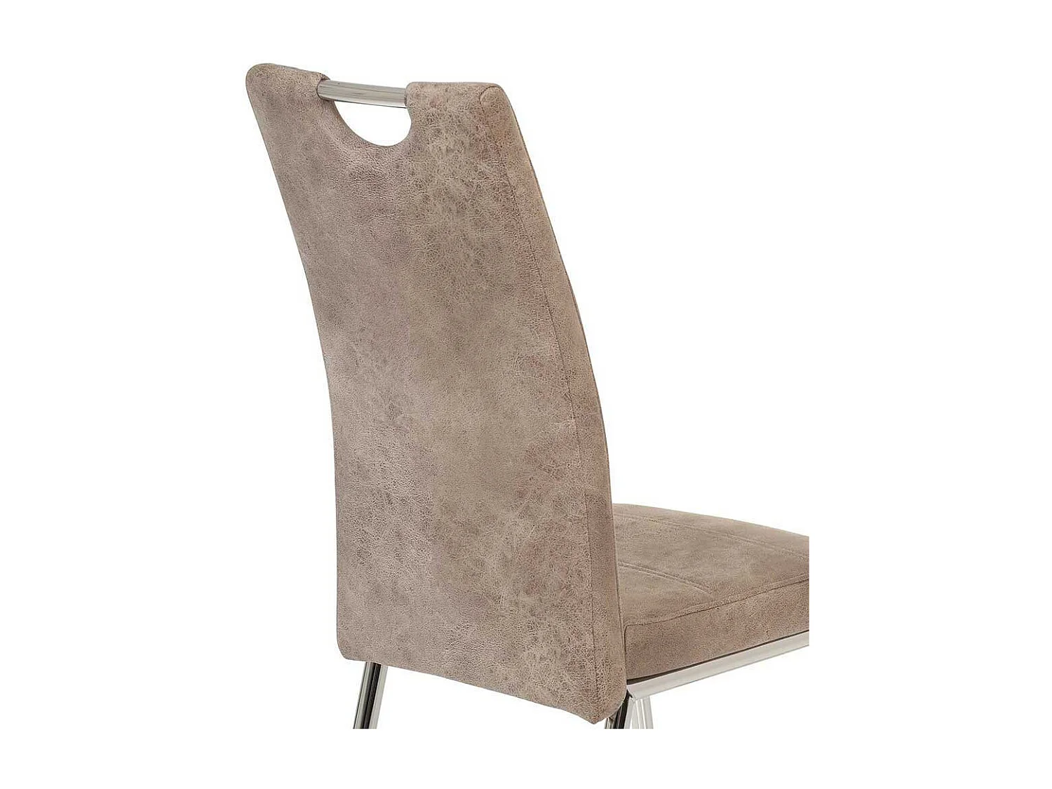 Hochlehner in Beige Microfaser verchromtem Metallgestell (Set)