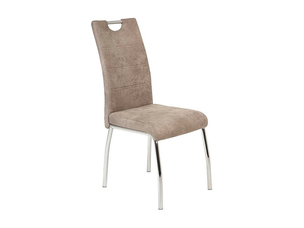 Hochlehner in Beige Microfaser verchromtem Metallgestell (Set)