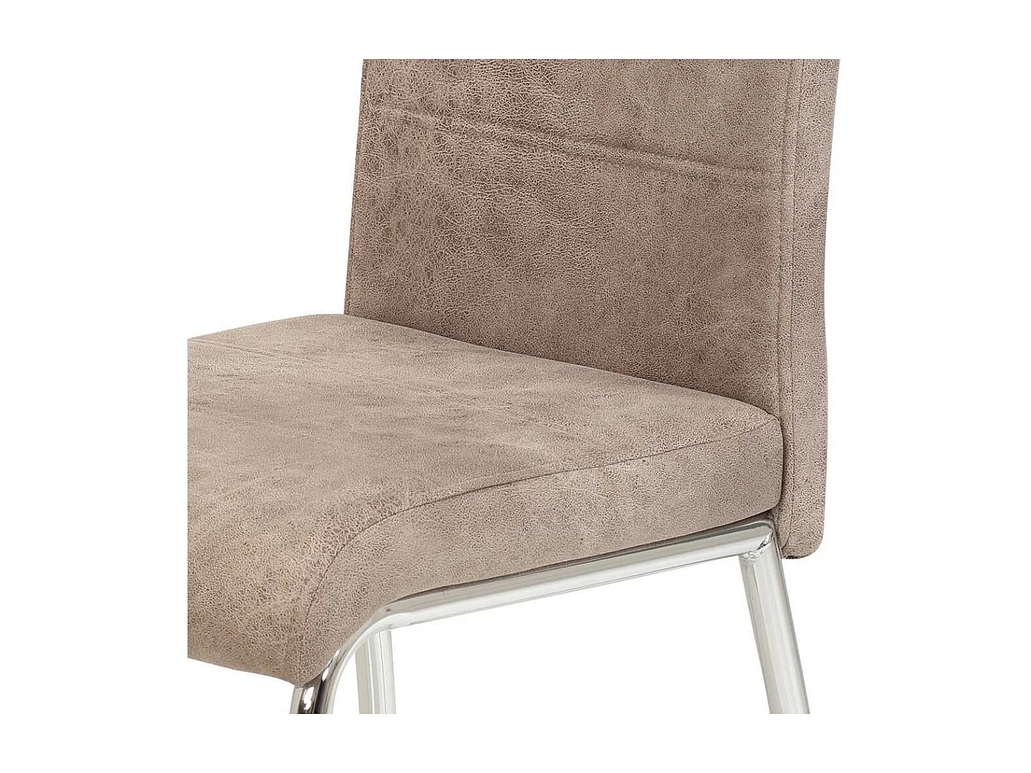 Hochlehner in Beige Microfaser verchromtem Metallgestell (Set)