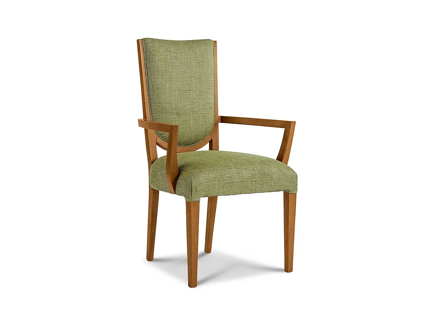 Lehnstuhl im klassischen Stil Oliv Grün und Buchefarben