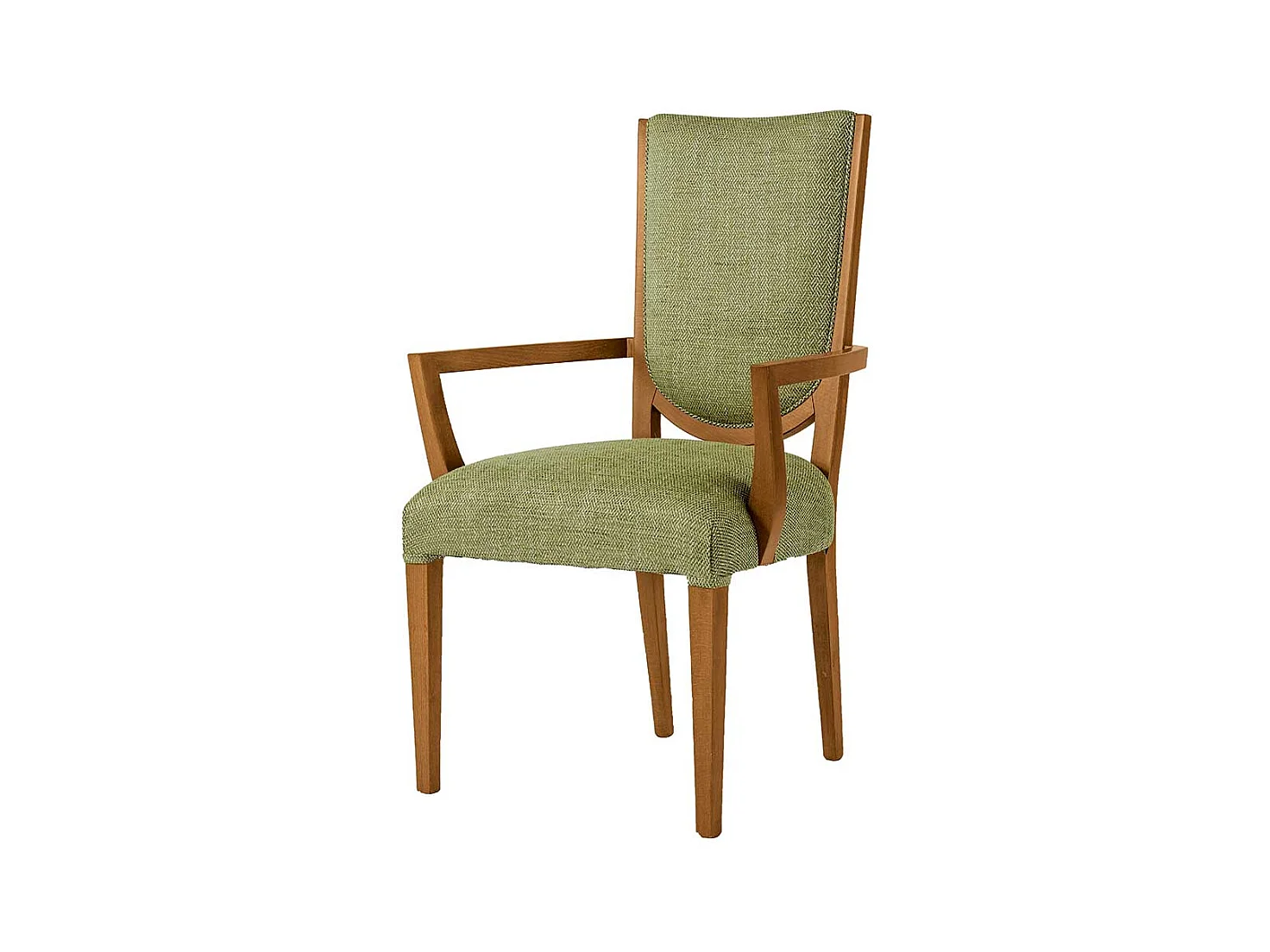 Lehnstuhl im klassischen Stil Oliv Grün und Buchefarben