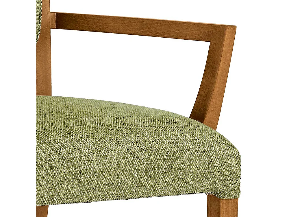 Lehnstuhl im klassischen Stil Oliv Grün und Buchefarben