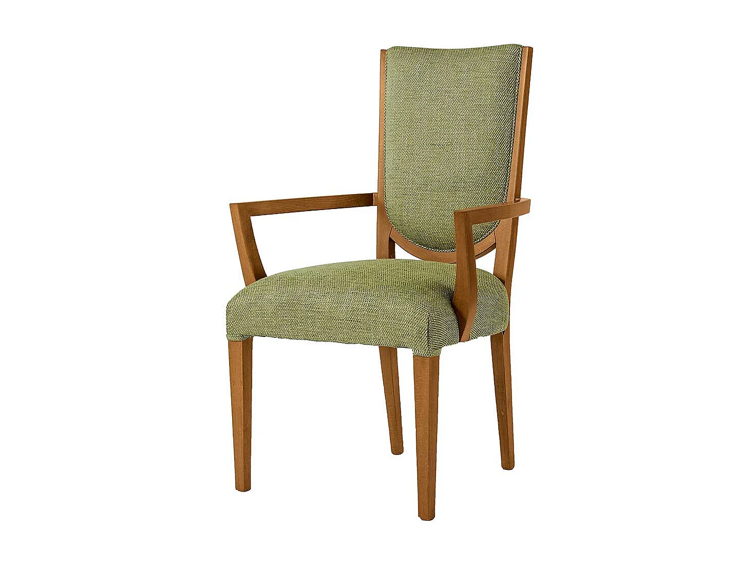 Lehnstuhl im klassischen Stil Oliv Grün und Buchefarben