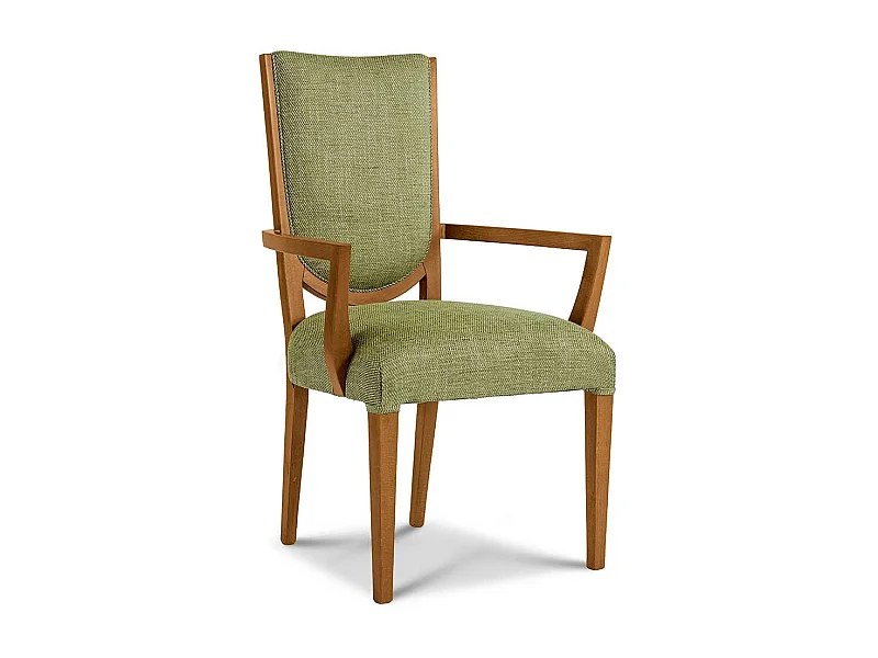 Lehnstuhl im klassischen Stil Oliv Grün und Buchefarben