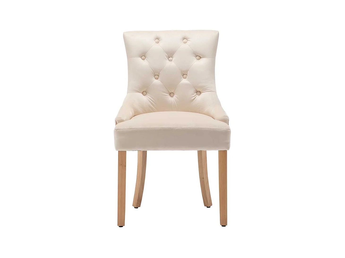 Esszimmer Polsterstühle mit Samtbezug Cremeweiß Knopfheftung (2er Set)