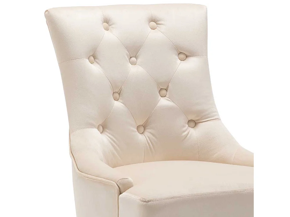 Esszimmer Polsterstühle mit Samtbezug Cremeweiß Knopfheftung (2er Set)