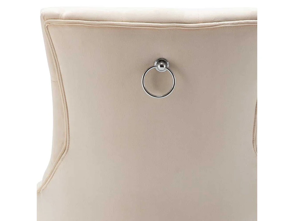 Esszimmer Polsterstühle mit Samtbezug Cremeweiß Knopfheftung (2er Set)