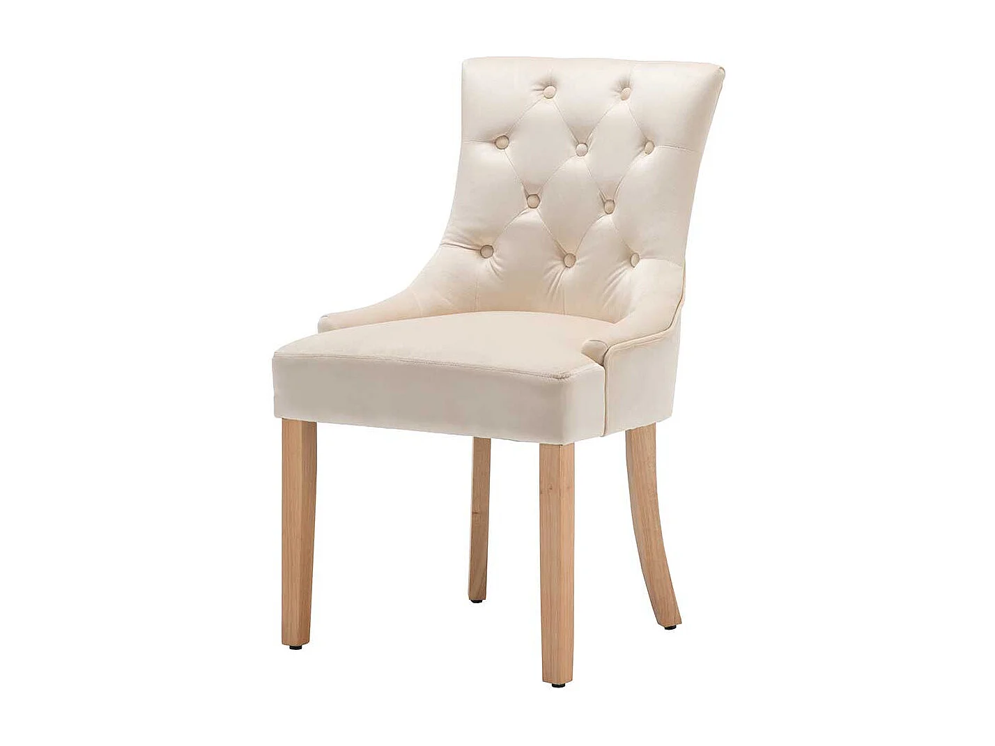 Esszimmer Polsterstühle mit Samtbezug Cremeweiß Knopfheftung (2er Set)