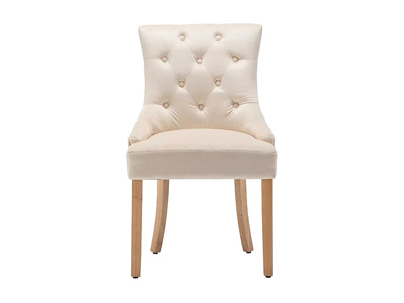 Esszimmer Polsterstühle mit Samtbezug Cremeweiß Knopfheftung (2er Set)