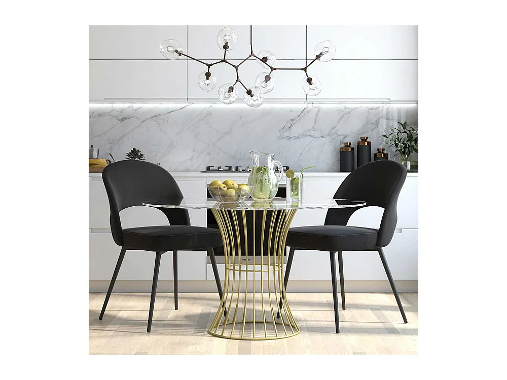 Polsterstuhl mit Ausschnitt in Schwarz Samt und Metall