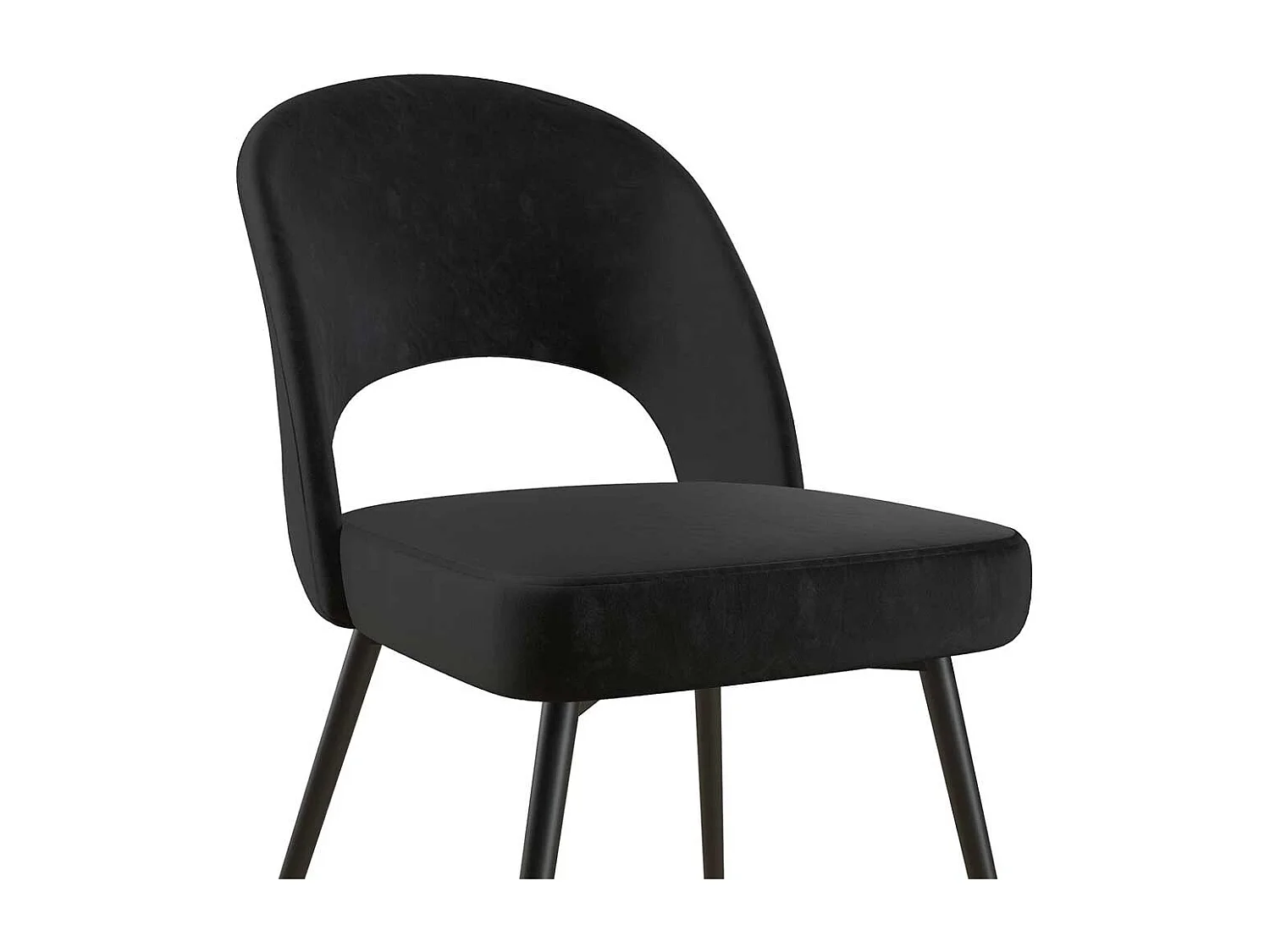 Polsterstuhl mit Ausschnitt in Schwarz Samt und Metall