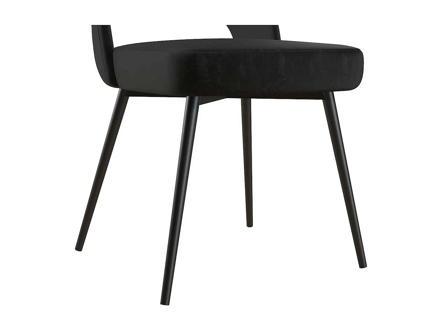 Polsterstuhl mit Ausschnitt in Schwarz Samt und Metall