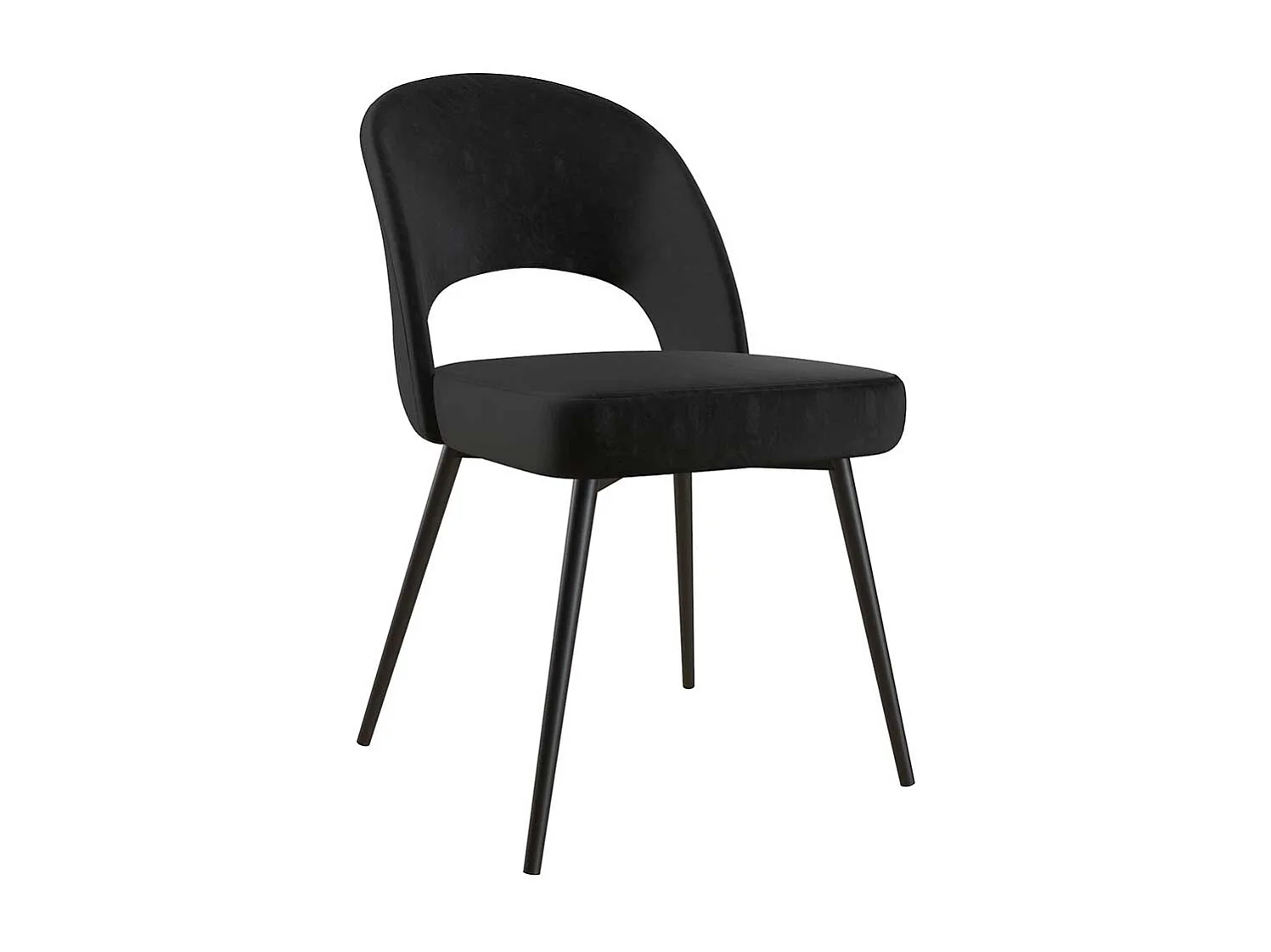 Polsterstuhl mit Ausschnitt in Schwarz Samt und Metall