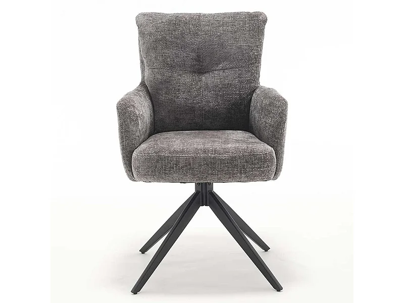 Stuhl Set Stühle drehbar aus Chenillegewebe mit Gestell aus Metall (2er Set)