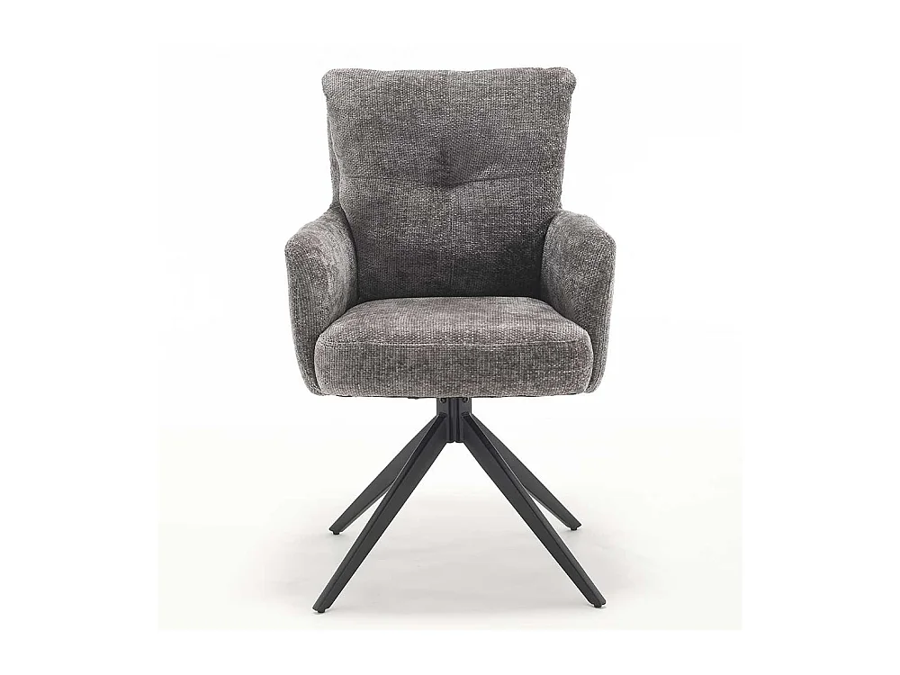 Stuhl Set Stühle drehbar aus Chenillegewebe mit Gestell aus Metall (2er Set)