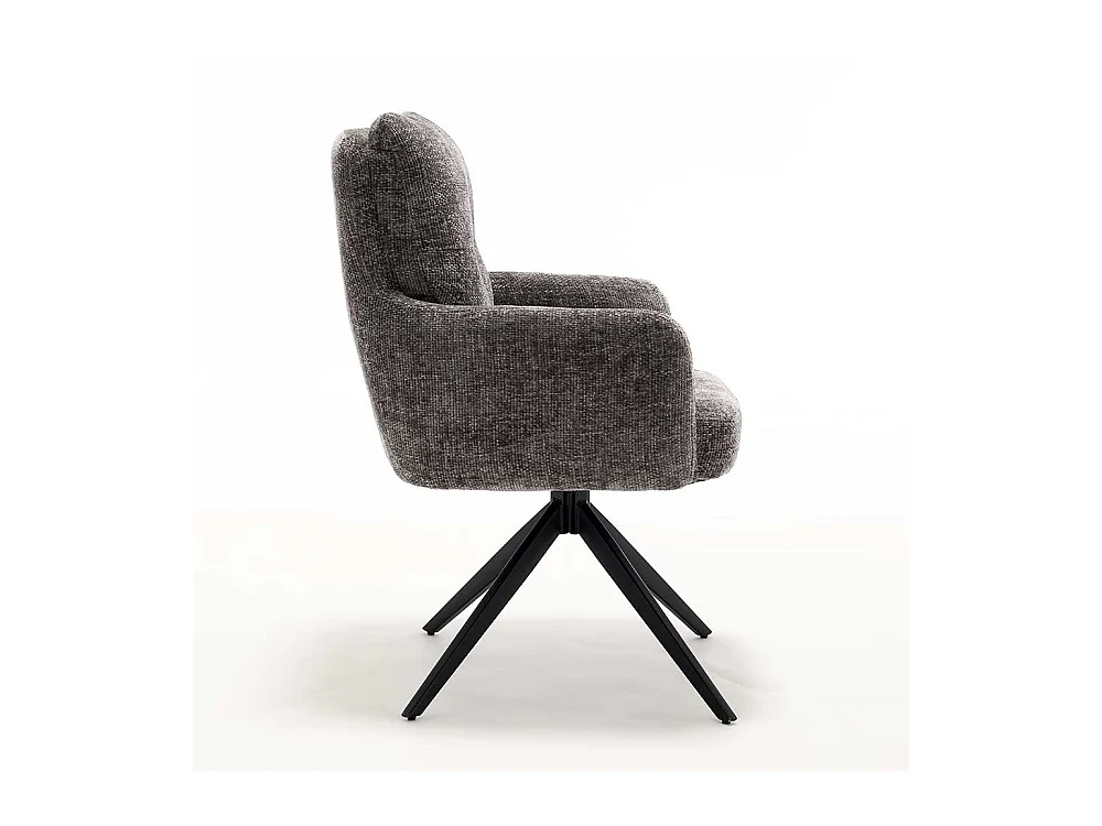 Stuhl Set Stühle drehbar aus Chenillegewebe mit Gestell aus Metall (2er Set)