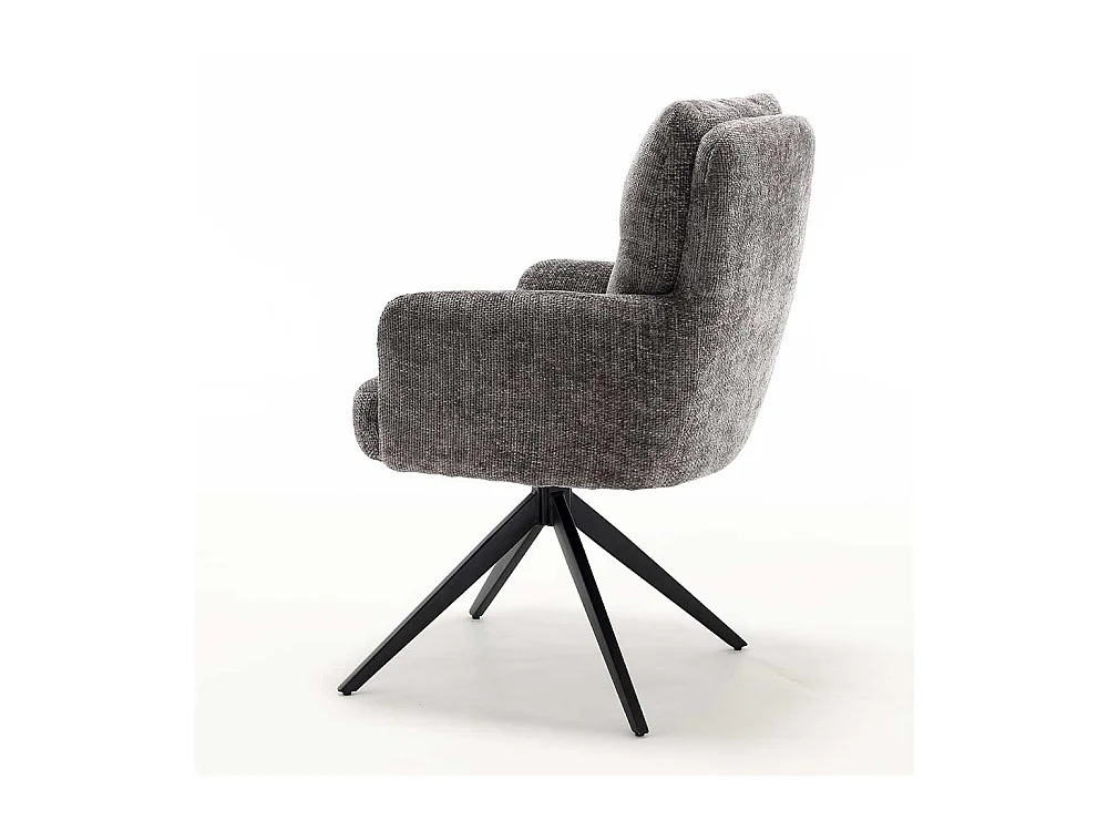 Stuhl Set Stühle drehbar aus Chenillegewebe mit Gestell aus Metall (2er Set)