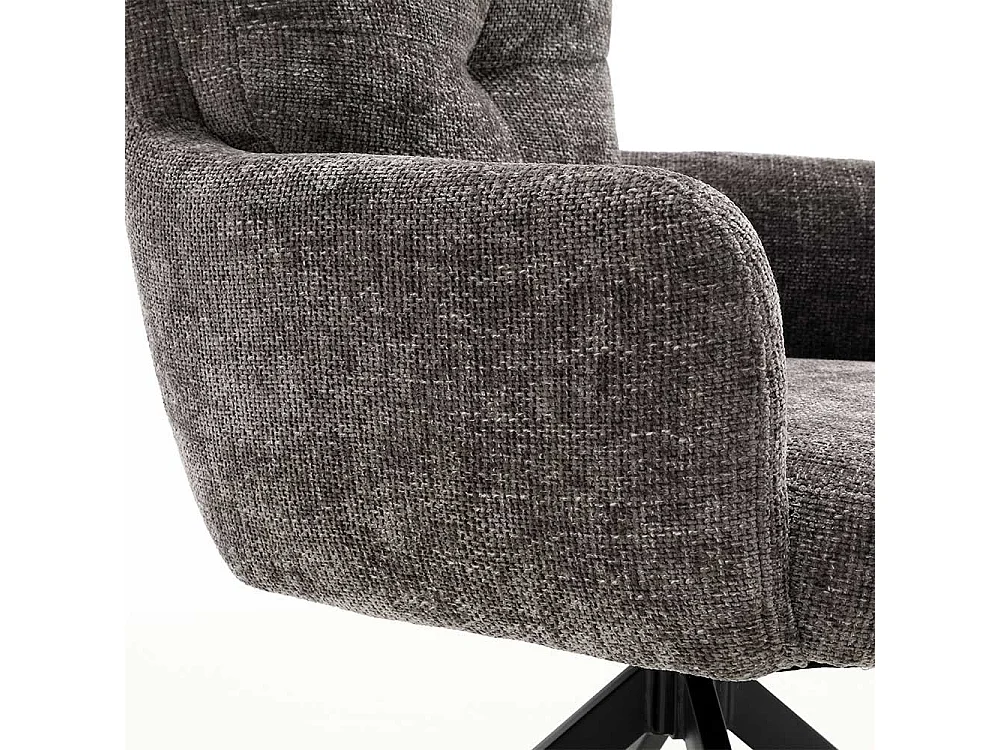 Stuhl Set Stühle drehbar aus Chenillegewebe mit Gestell aus Metall (2er Set)