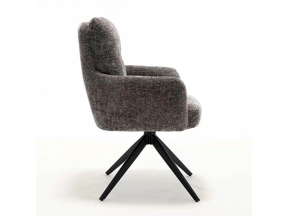 Stuhl Set Stühle drehbar aus Chenillegewebe mit Gestell aus Metall (2er Set)