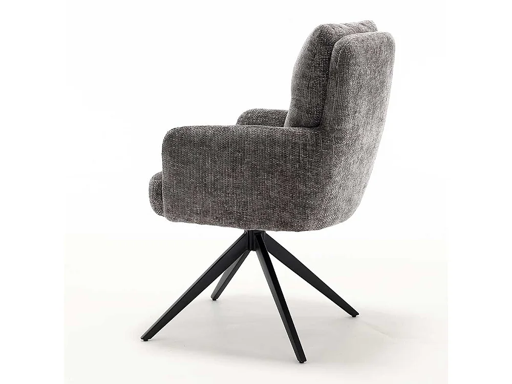 Stuhl Set Stühle drehbar aus Chenillegewebe mit Gestell aus Metall (2er Set)