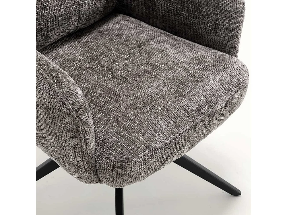 Stuhl Set Stühle drehbar aus Chenillegewebe mit Gestell aus Metall (2er Set)