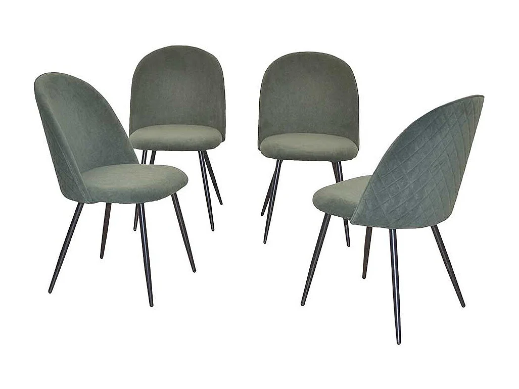 Esszimmerstuhl Set in Oliv Grün und Schwarz Gestell aus Metall (4er Set)