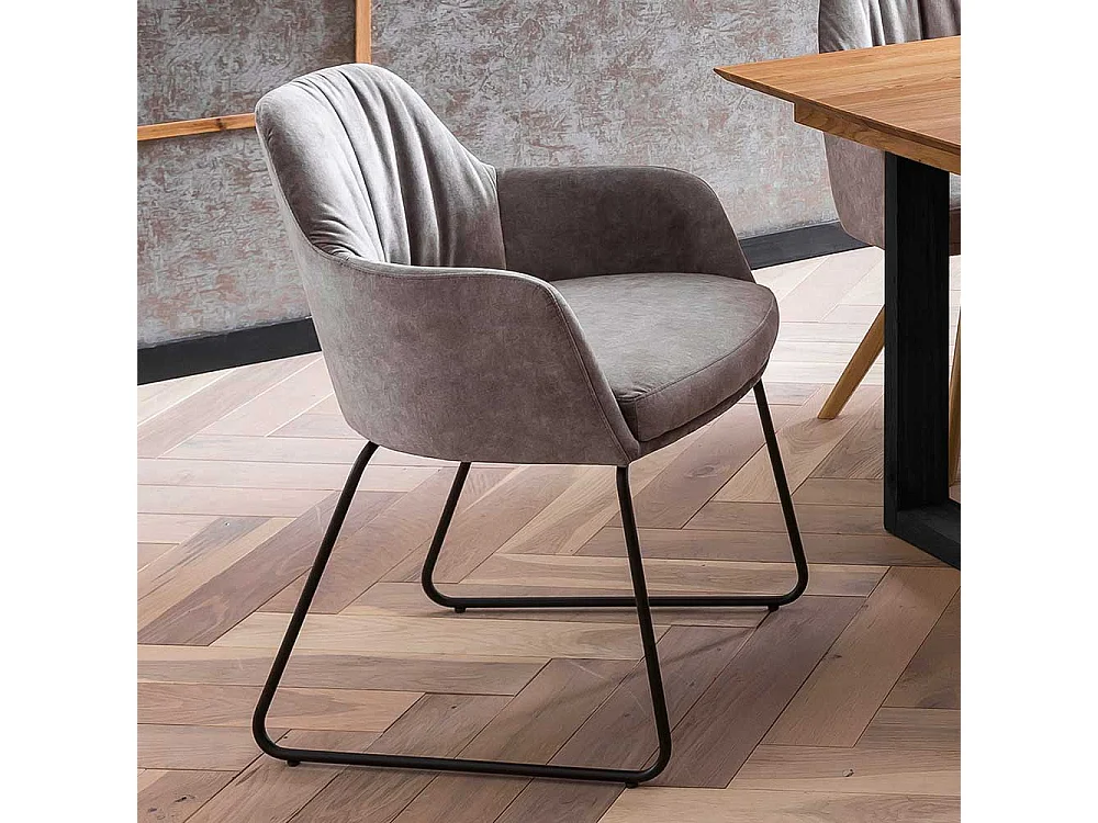 Polster Armlehnstuhl in Grau Gestell aus Metall