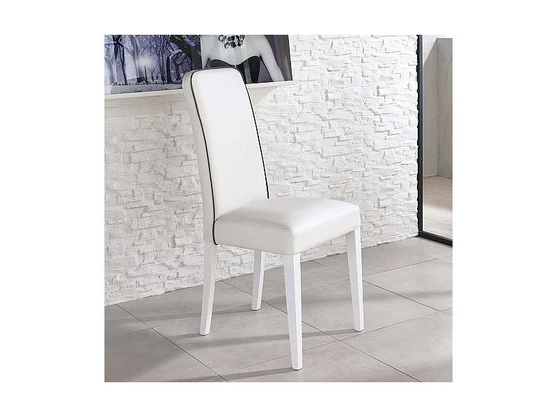 Polsterstuhl Set in Weiß Kunstleder Buche Massivholz (2er Set)