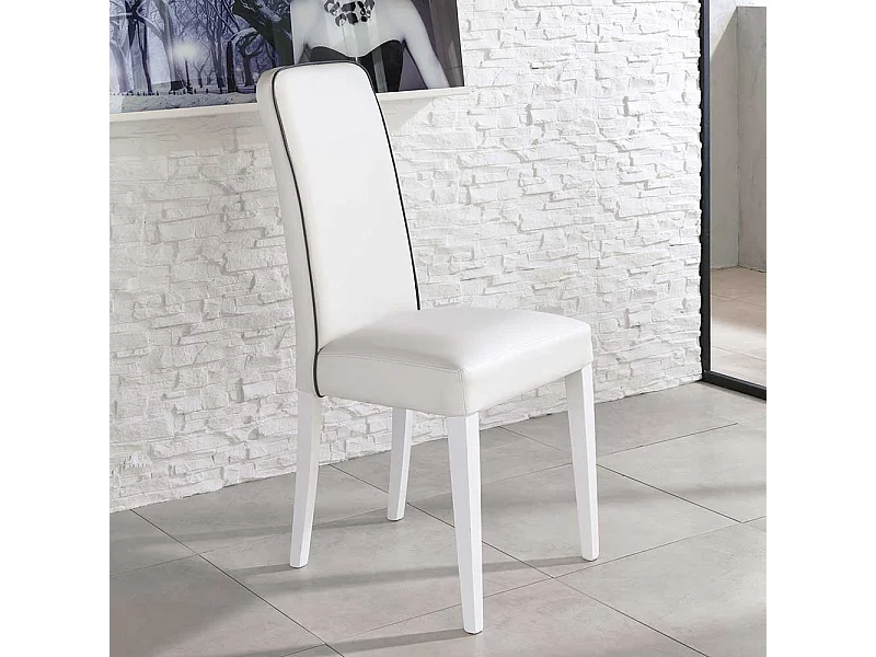 Polsterstuhl Set in Weiß Kunstleder Buche Massivholz (2er Set)