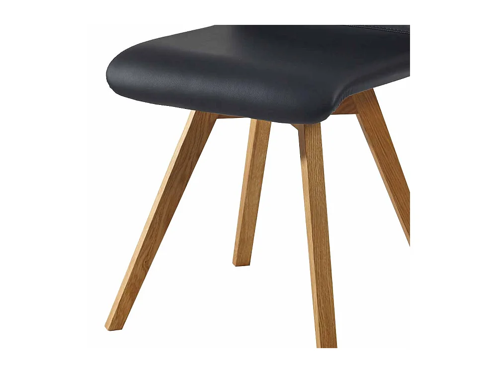 Polsterstuhl in Schwarz Kunstleder Wildeiche Massivholz