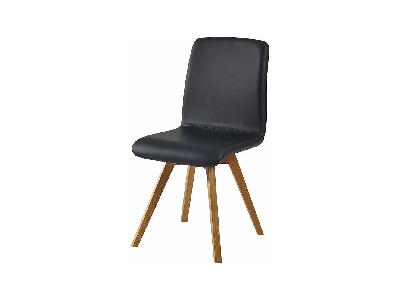 Polsterstuhl in Schwarz Kunstleder Wildeiche Massivholz
