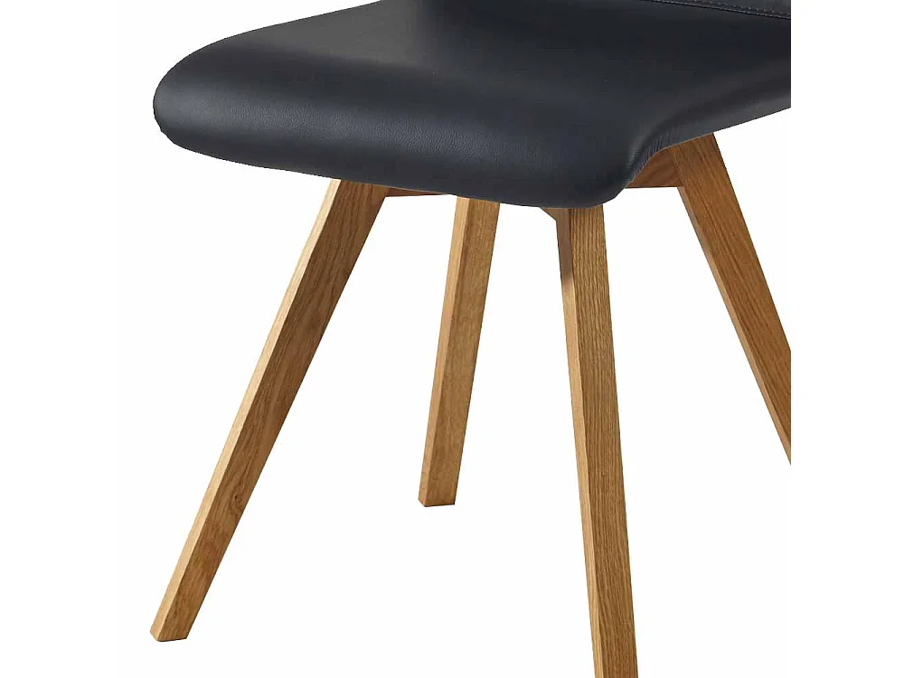 Polsterstuhl in Schwarz Kunstleder Wildeiche Massivholz