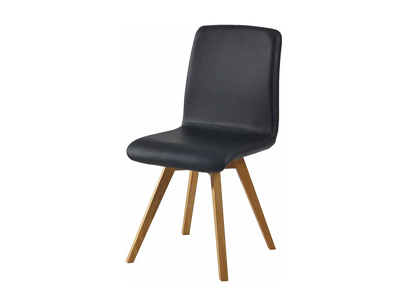 Polsterstuhl in Schwarz Kunstleder Wildeiche Massivholz