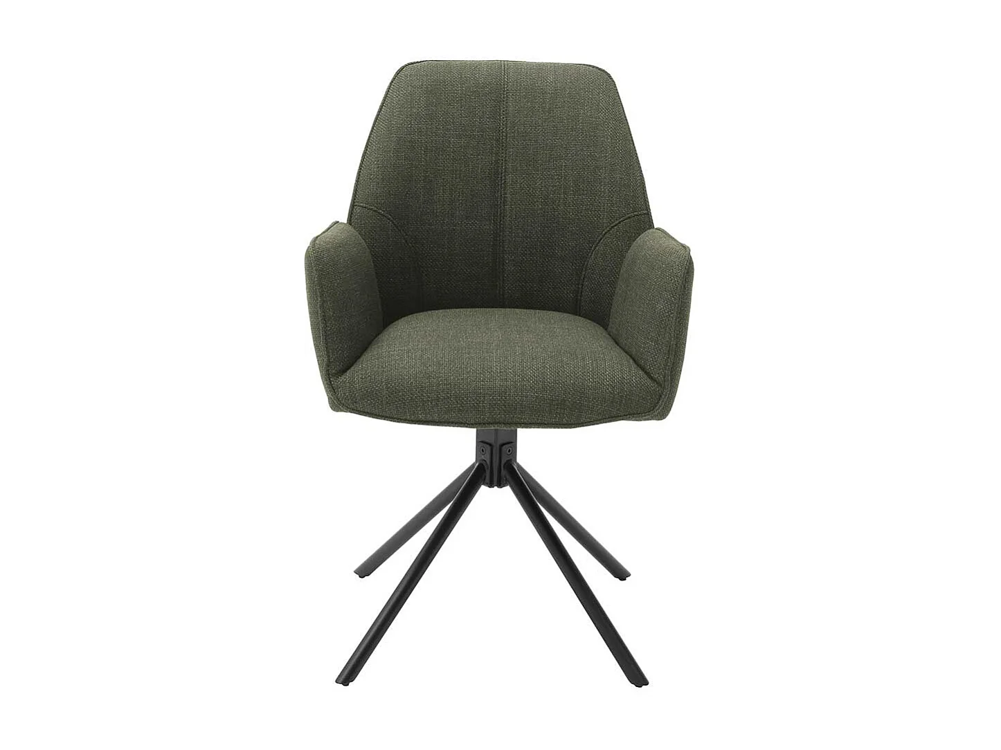 Drehbare Armlehnenstühle in Oliv Grün Webstoff Metallgestell (2er Set)