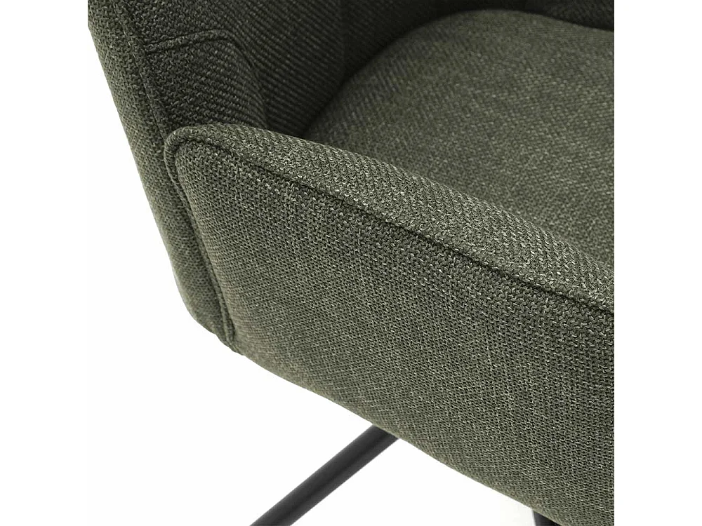 Drehbare Armlehnenstühle in Oliv Grün Webstoff Metallgestell (2er Set)