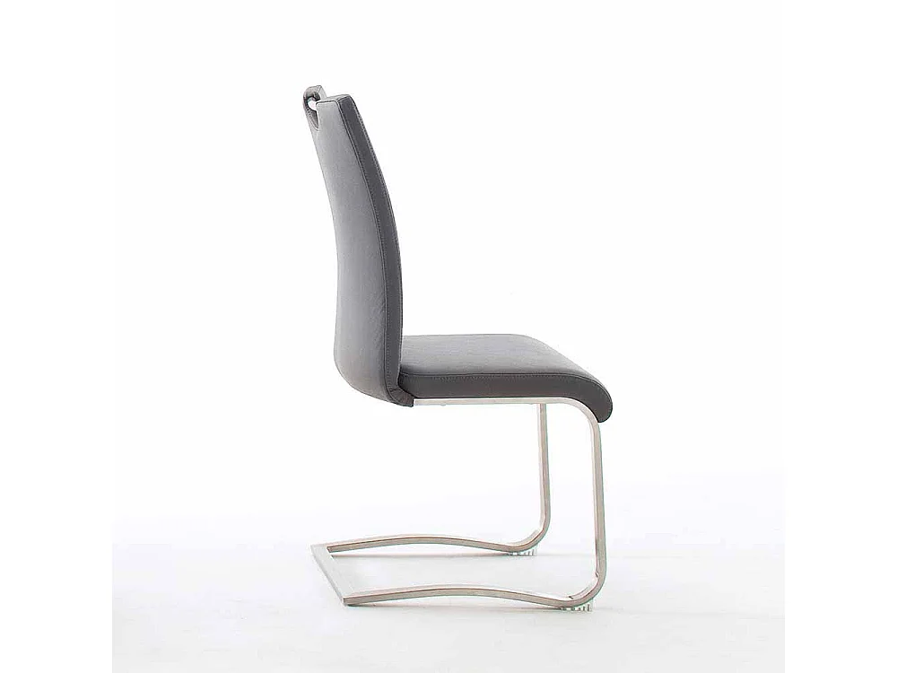 Kunstleder Schwingstuhl in Grau Edelstahl (2er Set)