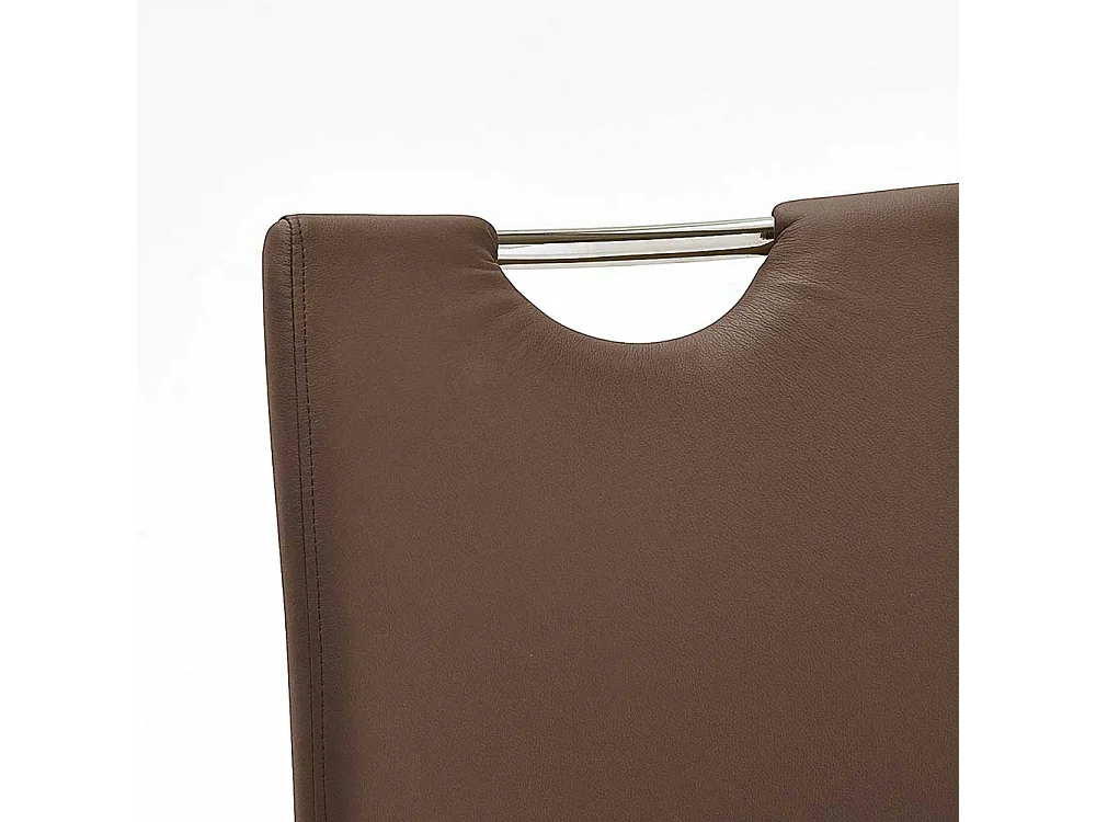 K�chenstuhl in Braun Stahl verchromt (4er Set)