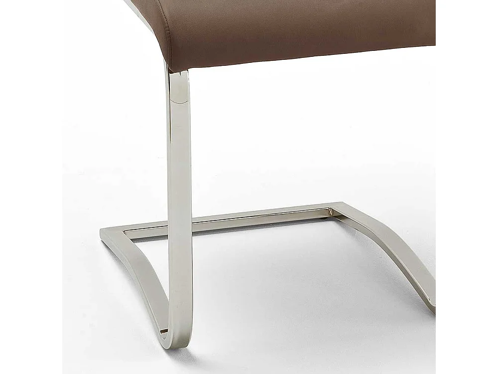 K�chenstuhl in Braun Stahl verchromt (4er Set)