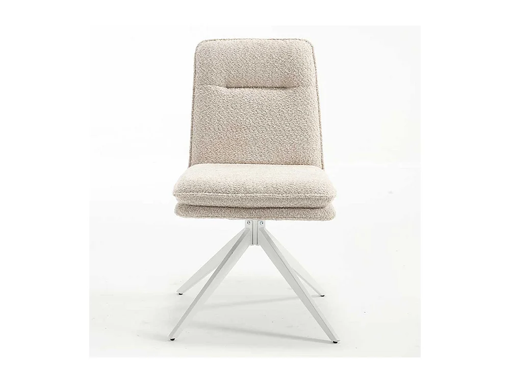 Gepolsterte Stühle in Cremefarben und Weiß Gestell aus Metall (2er Set)