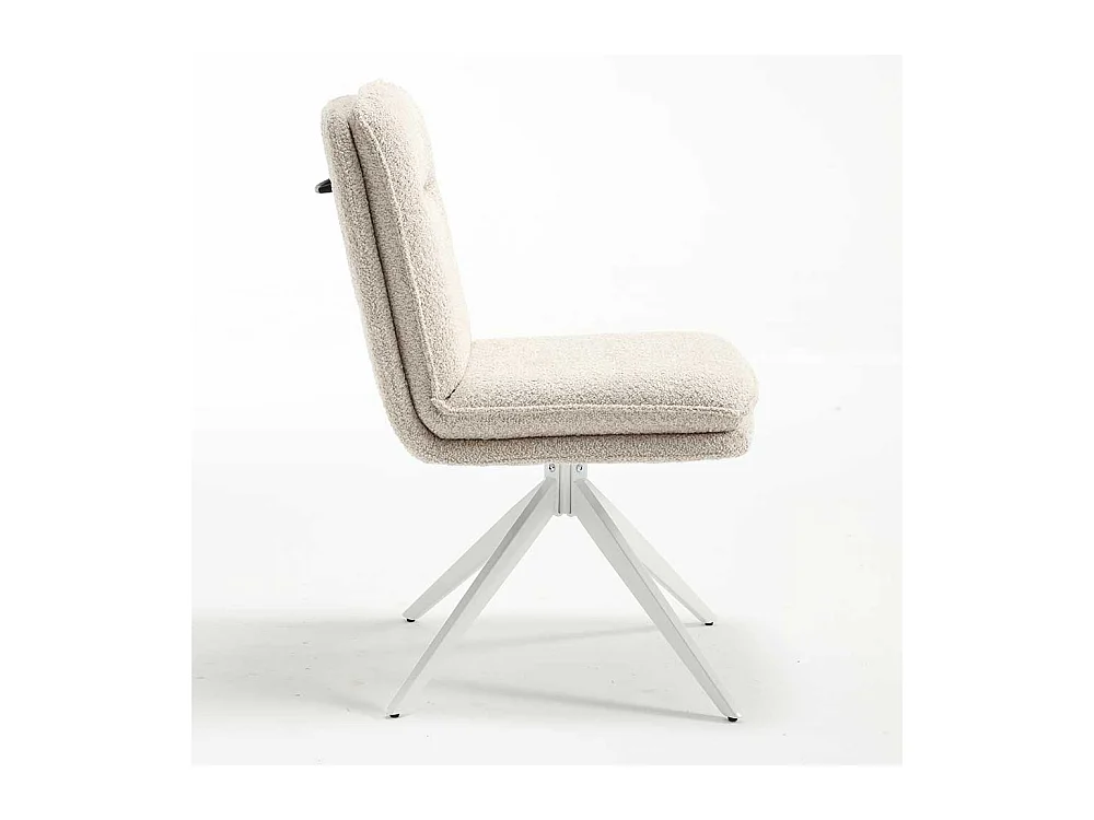 Gepolsterte Stühle in Cremefarben und Weiß Gestell aus Metall (2er Set)